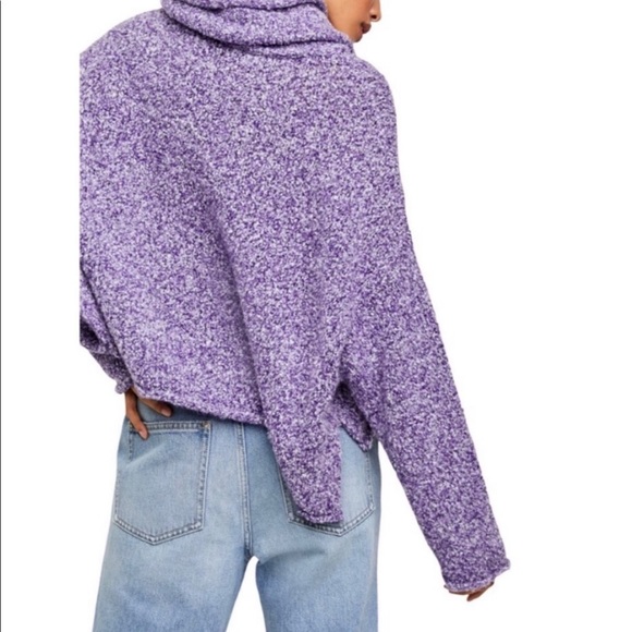 NEW FREE PEOPLE BFF Cowl Neck Plush Knit Sweater Purple Grape Hyacinth XS S M - Picture 3 of 6